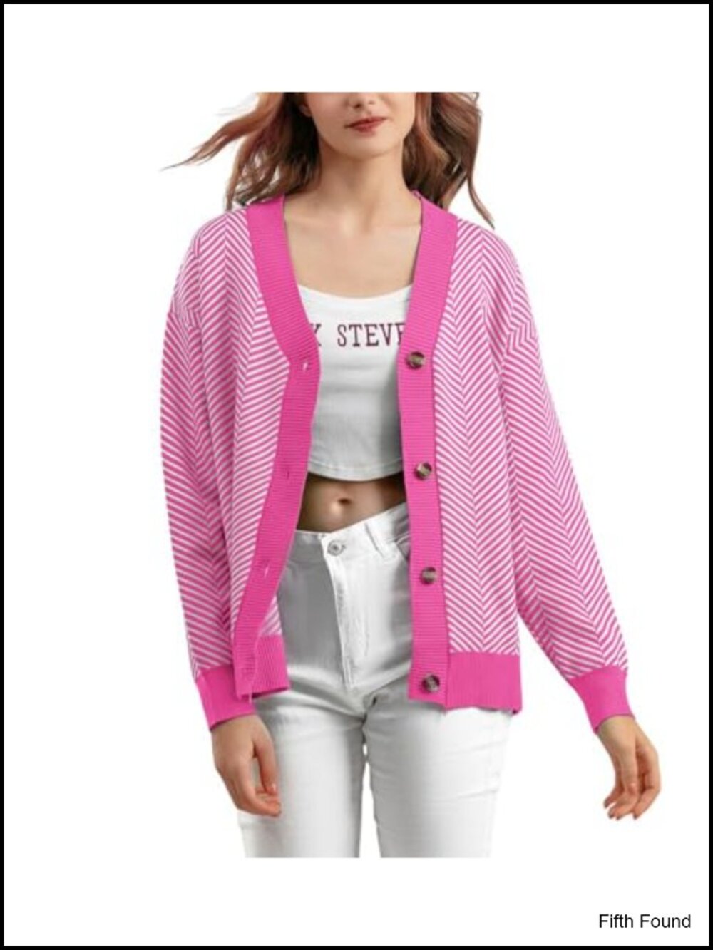 Women's Herringbone Button Down Chunky Cardigan Sweater Jacket V-Neck Knit